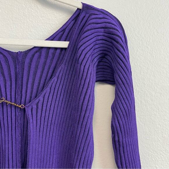 New Jacquemus La Maille Pralu Rib Cardigan Sweater Top in Purple Size 40/8-10 - Picture 6 of 16